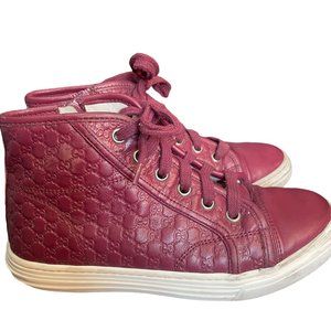 Gucci Kids Burgundy Leather High Tops Size 33